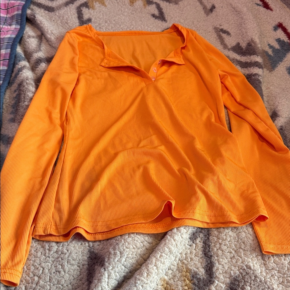 Bright Orange Long Sleeve Top